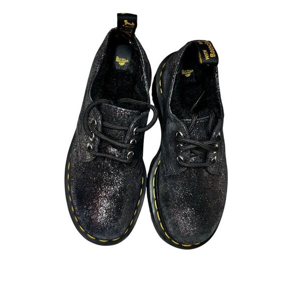Dr. Martens Women's Size 5- 5.5. Fur- Lined Metallic Black Leather Platform Shoe - Picture 6 of 10